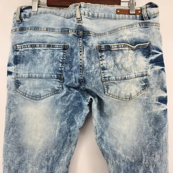 EVOLUTION IN DESIGN Mens Acid‎ Wash Distressed Ripped Jeans Size 38 - Picture 6 of 8